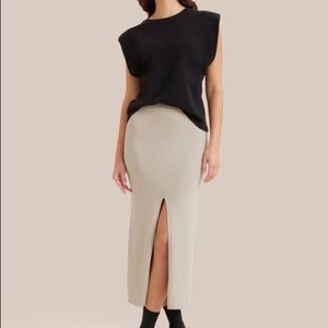 Modern Citizen Lily Ribbed Front Slit Skirt